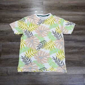 Free Planet Short-Sleeve Crew-Neck Shirt Mens M All-Over Tropical Fern Print